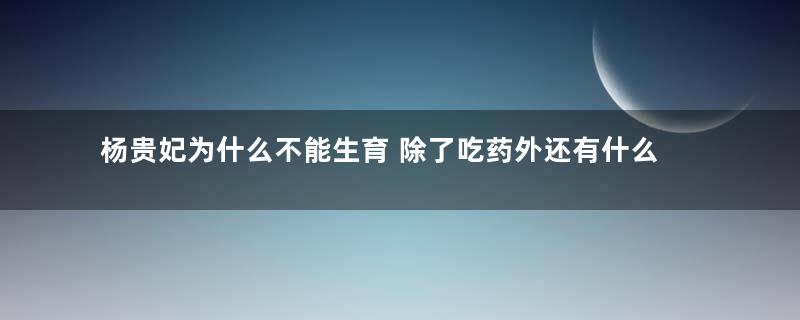 杨贵妃为什么不能生育 除了吃药外还有什么原因